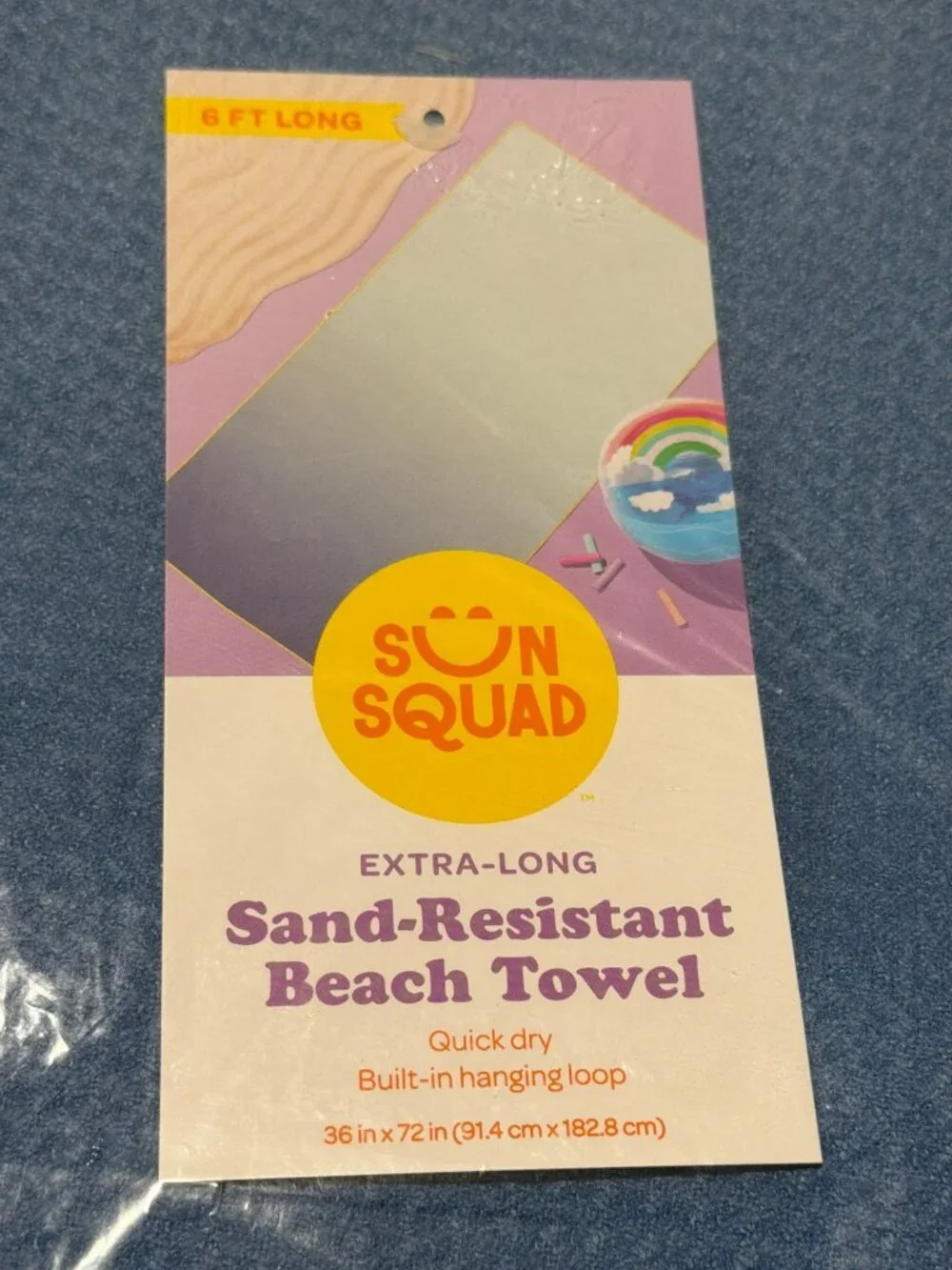 Set of 2 Sun Squad Extra-Long Sand-Resistant Beach Towel Quick-Dry Built-In Hang